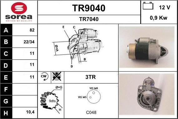 SNRA TR9040 - Стартер vvparts.bg