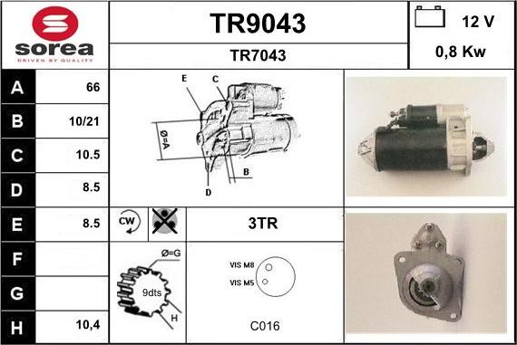 SNRA TR9043 - Стартер vvparts.bg