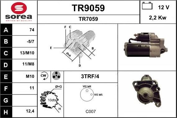 SNRA TR9059 - Стартер vvparts.bg