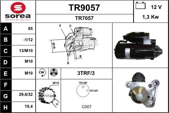 SNRA TR9057 - Стартер vvparts.bg