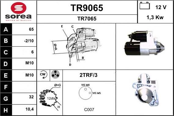 SNRA TR9065 - Стартер vvparts.bg