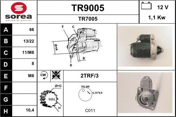 SNRA TR9005 - Стартер vvparts.bg