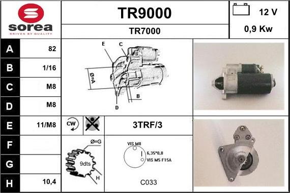 SNRA TR9000 - Стартер vvparts.bg