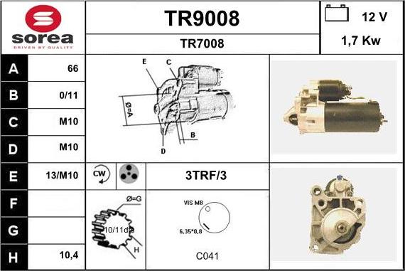 SNRA TR9008 - Стартер vvparts.bg