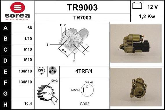 SNRA TR9003 - Стартер vvparts.bg