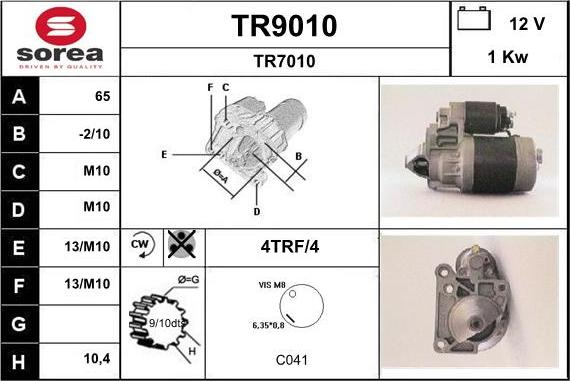 SNRA TR9010 - Стартер vvparts.bg