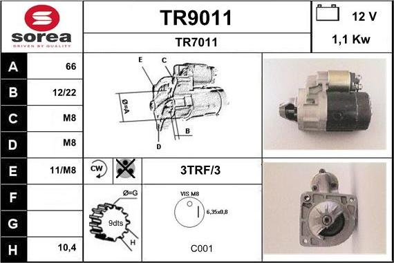 SNRA TR9011 - Стартер vvparts.bg