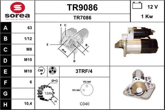 SNRA TR9086 - Стартер vvparts.bg