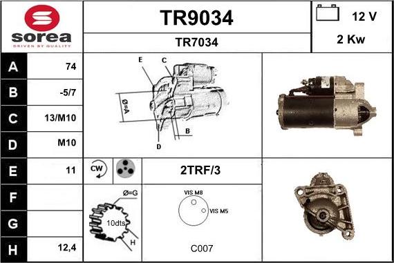 SNRA TR9034 - Стартер vvparts.bg