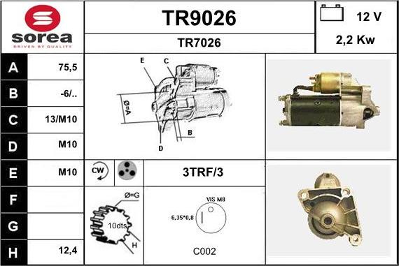 SNRA TR9026 - Стартер vvparts.bg