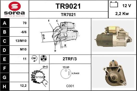 SNRA TR9021 - Стартер vvparts.bg