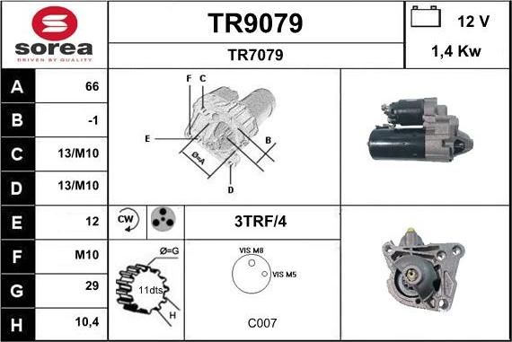 SNRA TR9079 - Стартер vvparts.bg