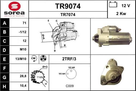 SNRA TR9074 - Стартер vvparts.bg