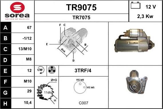 SNRA TR9075 - Стартер vvparts.bg