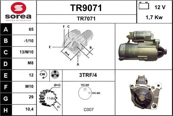 SNRA TR9071 - Стартер vvparts.bg