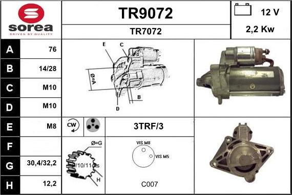 SNRA TR9072 - Стартер vvparts.bg