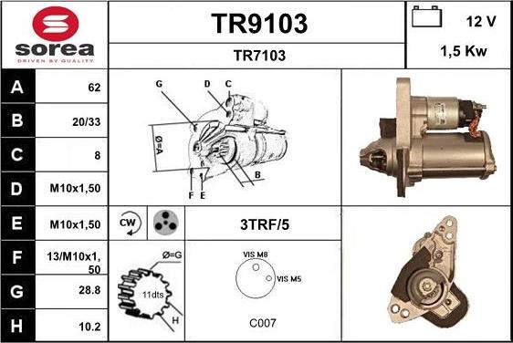 SNRA TR9103 - Стартер vvparts.bg