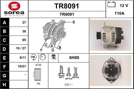 SNRA TR8091 - Генератор vvparts.bg