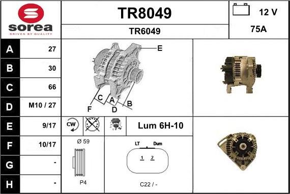 SNRA TR8049 - Генератор vvparts.bg