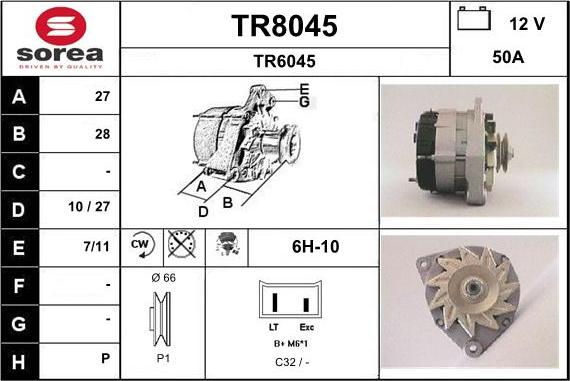 SNRA TR8045 - Генератор vvparts.bg