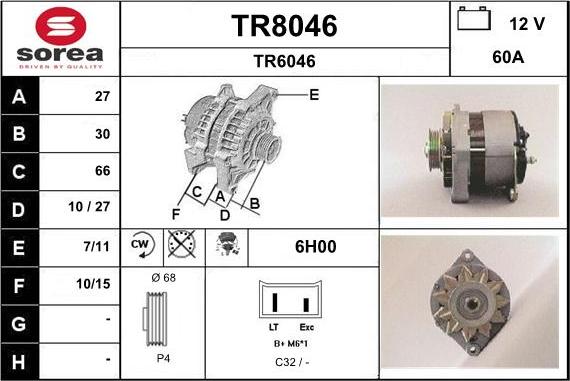 SNRA TR8046 - Генератор vvparts.bg