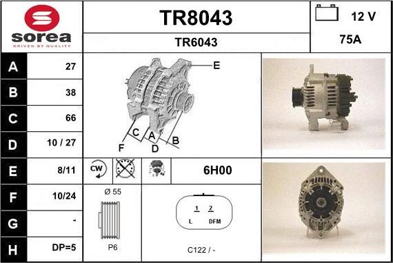 SNRA TR8043 - Генератор vvparts.bg