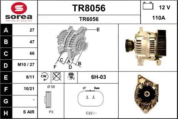 SNRA TR8056 - Генератор vvparts.bg