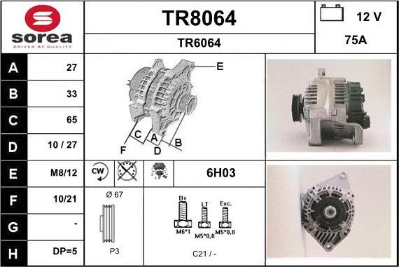 SNRA TR8064 - Генератор vvparts.bg