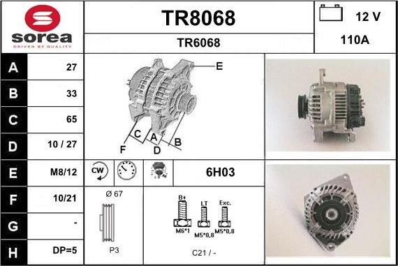 SNRA TR8068 - Генератор vvparts.bg