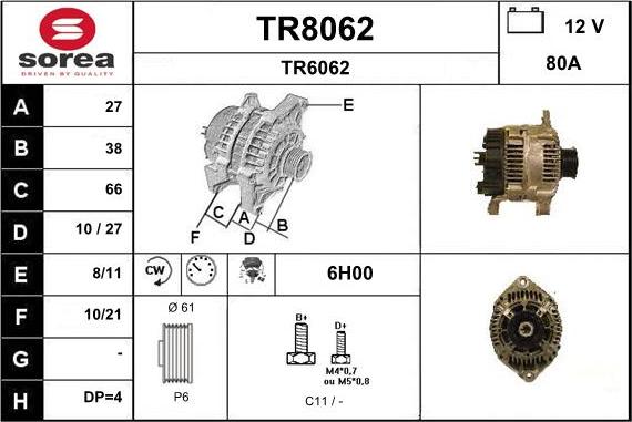 SNRA TR8062 - Генератор vvparts.bg