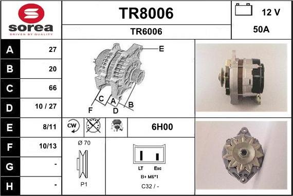 SNRA TR8006 - Генератор vvparts.bg