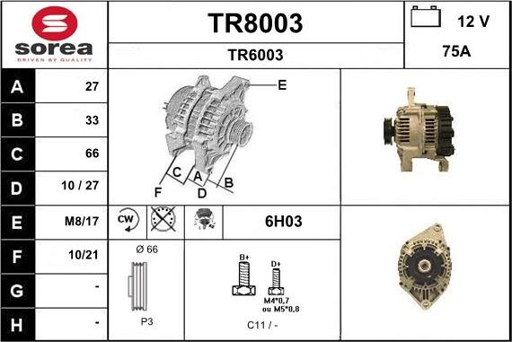 SNRA TR8003 - Генератор vvparts.bg
