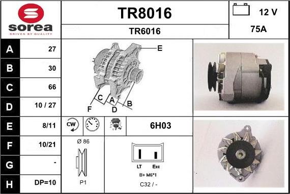 SNRA TR8016 - Генератор vvparts.bg