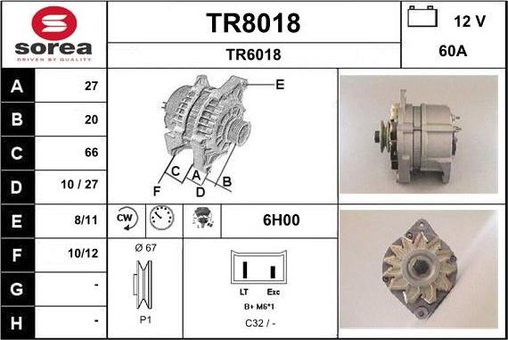 SNRA TR8018 - Генератор vvparts.bg