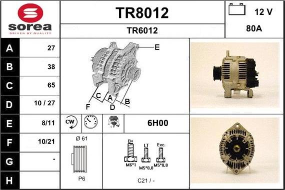 SNRA TR8012 - Генератор vvparts.bg