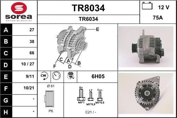 SNRA TR8034 - Генератор vvparts.bg