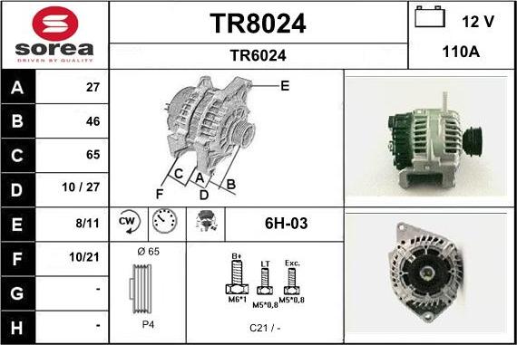 SNRA TR8024 - Генератор vvparts.bg