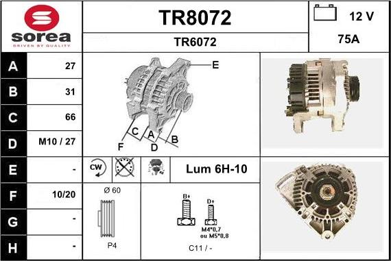 SNRA TR8072 - Генератор vvparts.bg