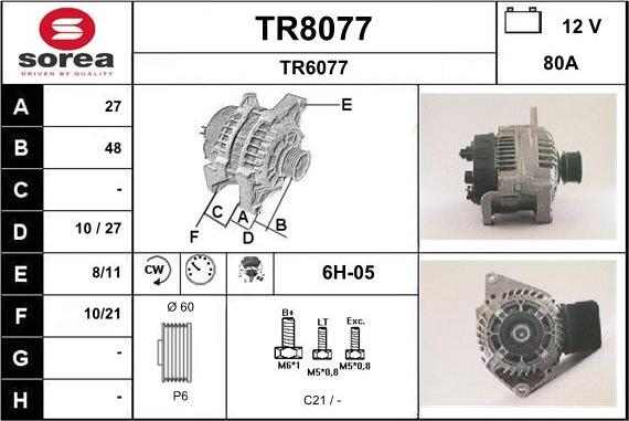 SNRA TR8077 - Генератор vvparts.bg