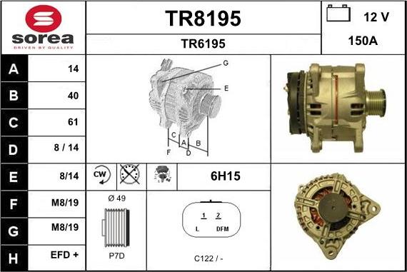 SNRA TR8195 - Генератор vvparts.bg