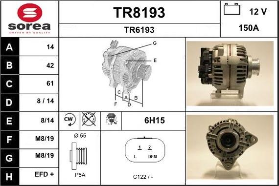 SNRA TR8193 - Генератор vvparts.bg