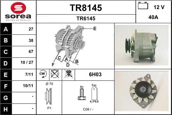 SNRA TR8145 - Генератор vvparts.bg