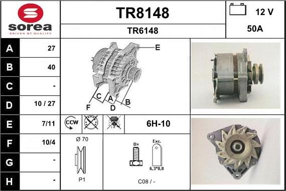 SNRA TR8148 - Генератор vvparts.bg