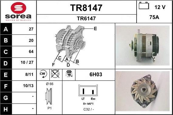 SNRA TR8147 - Генератор vvparts.bg