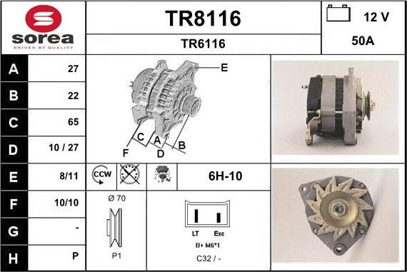 SNRA TR8116 - Генератор vvparts.bg