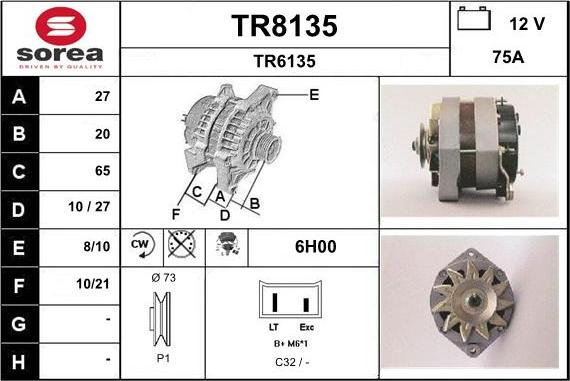 SNRA TR8135 - Генератор vvparts.bg