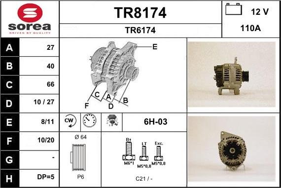 SNRA TR8174 - Генератор vvparts.bg