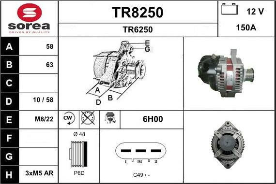 SNRA TR8250 - Генератор vvparts.bg