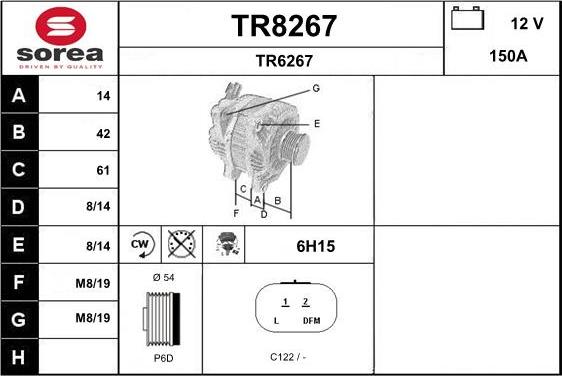 SNRA TR8267 - Генератор vvparts.bg