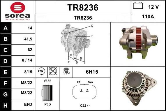 SNRA TR8236 - Генератор vvparts.bg